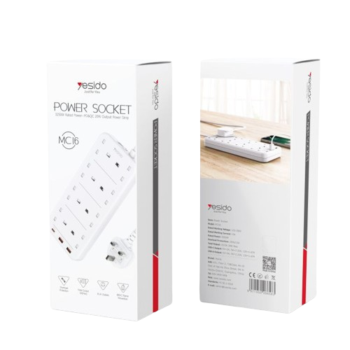 2 Meter Max 3250W capacity 8 AC ports Power Socket with PD and QC fast charging USB ports