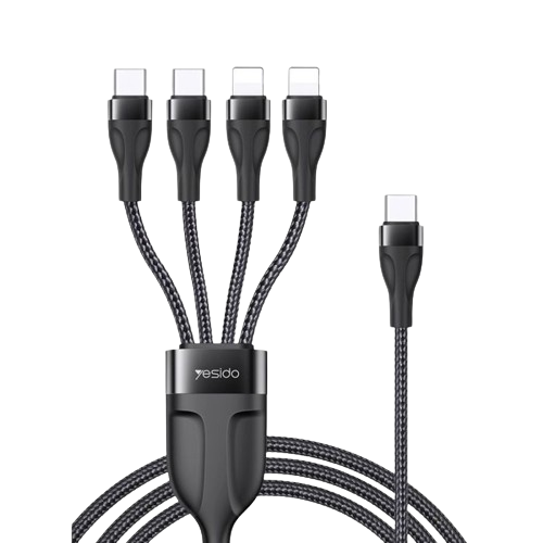 4 in 1 Charging Data Cable | Type-C to 2 TC + 2 IP Mobile Phone Charging Cable