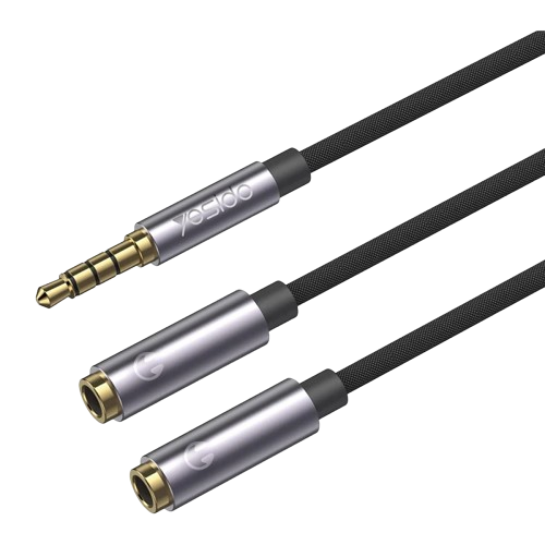 15cm Nylon Braided 3.5mm Male Jack To Female Port Earphone Splitter AUX Audio Cable