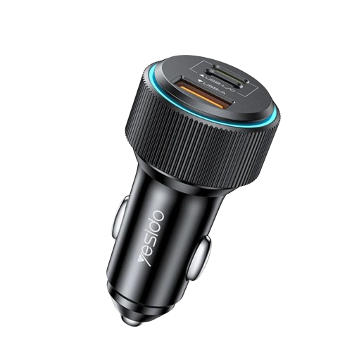 38W Innovative PD Reverse Charging Built-in TC And IP Cable Dual Port Fast Charging Car Charger