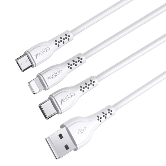 1M Pvc Super Fast Charging Cable |18W 3A Pd Usb To Type-C/Lightning/Micro Phone Data Cable